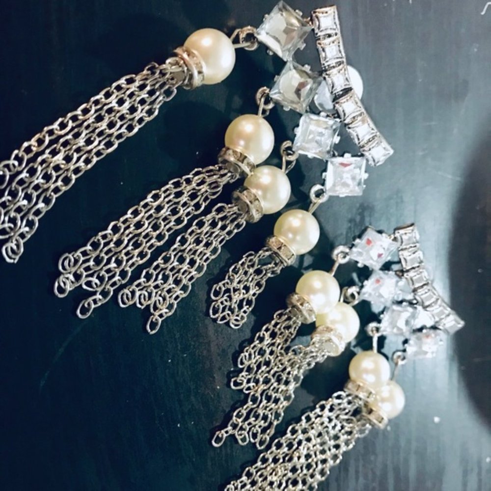 ZARA Shiny Stones Silver Color Earrings